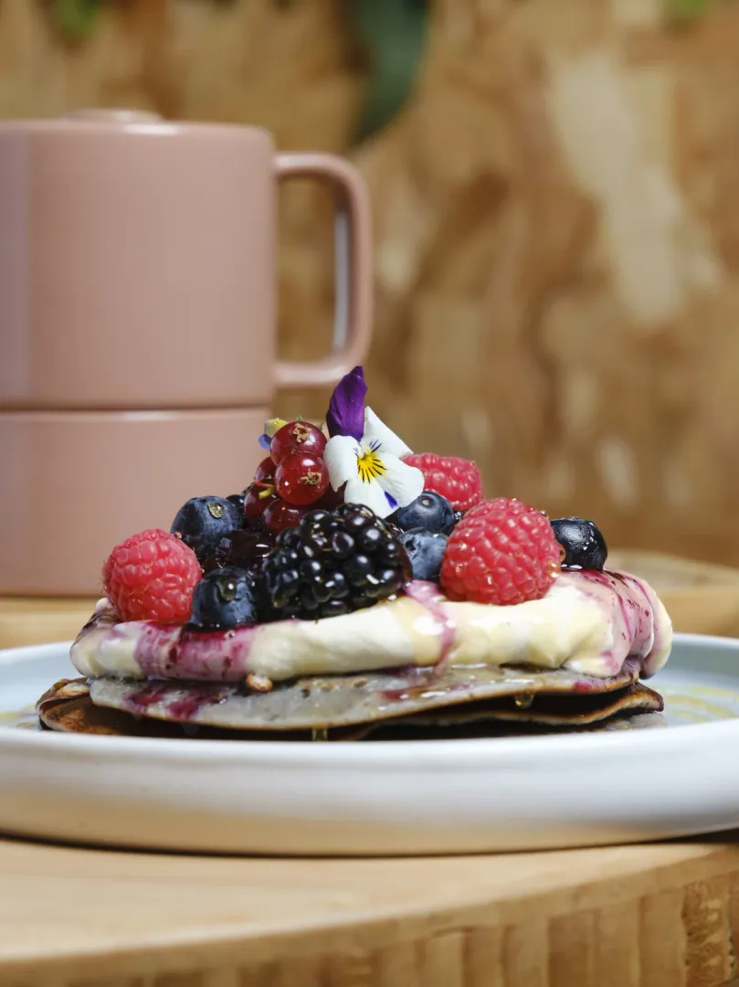 Pancakes myrtilles, brunch Nancy Honey Coffee and Food